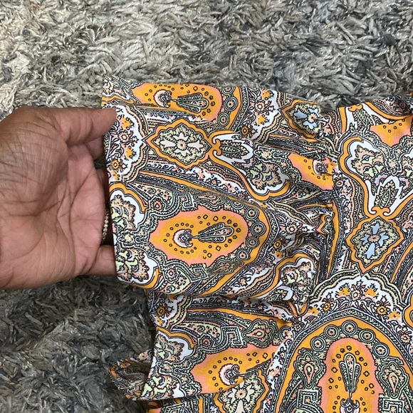 Ann Taylor factory Orange Patterned Dress with glitter sleeves sz M - Picture 9 of 12